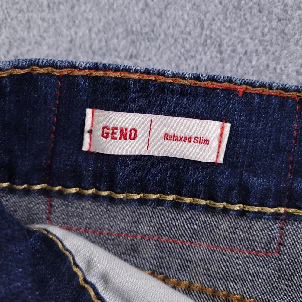 True Religion Jeans Mens 38x34 Geno Relaxed Slim Rope Stitch Blue Fade